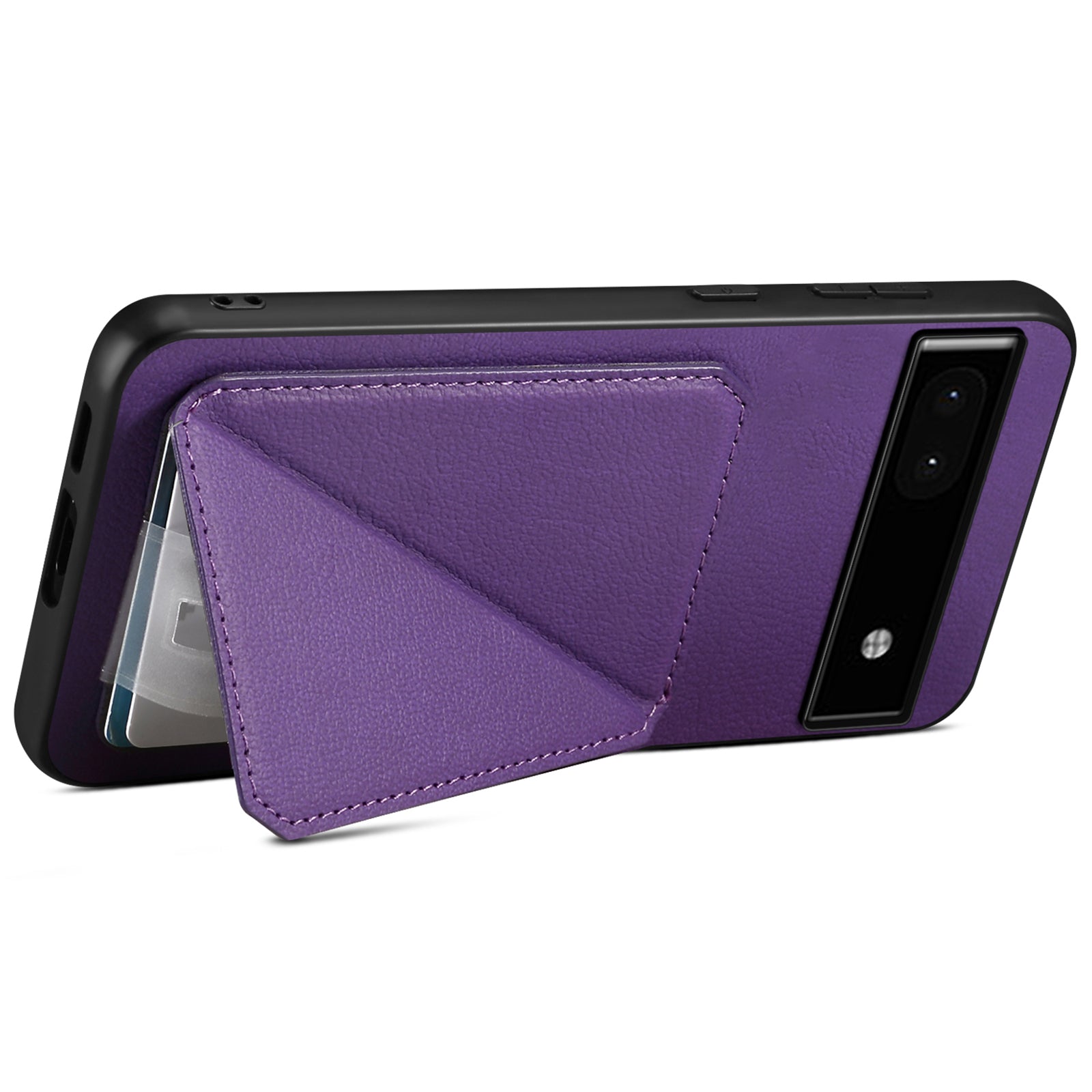 For Google Pixel 6a Case Kickstand Leather+PC+TPU Cell Phone Case with Card Holder For Google Pixel 6a Case Kickstand Leather+PC+TPU Cell Phone Case with Card Holder